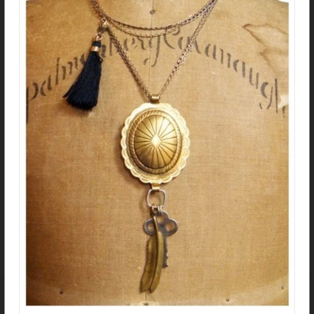 Bing Bang NYC Brass Concho Necklace